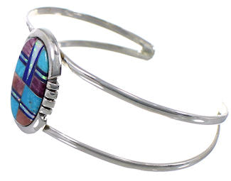 Turquoise Multicolor Inlay Sterling Silver Cuff Bracelet AS29286