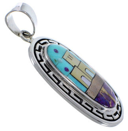 Multicolor Native American Pueblo Or Village Design Pendant TS56702