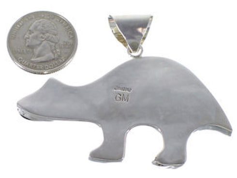 Sterling Silver Turquoise Multicolor Inlay Bear Slide Pendant DS39230