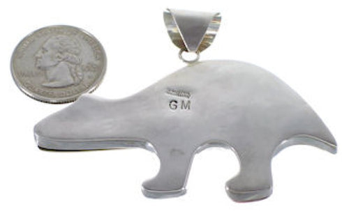 Sterling Silver Turquoise Multicolor Inlay Bear Pendant DS39235