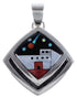 Multicolor Silver Native American Village Design Pendant HS41059