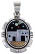 Picture Rock Multicolor Silver Native American Design Pendant RS41031