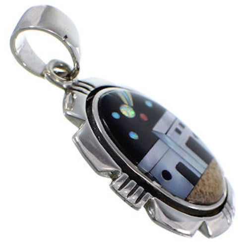 Picture Rock Multicolor Silver Native American Design Pendant RS41031