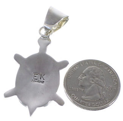 Native American Design Silver Multicolor Turtle Pendant HS40905