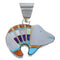 Multicolor Inlay And Genuine Sterling Silver Bear Pendant RS41000