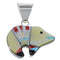 Multicolor Mother Of Pearl Sterling Silver Bear Slide Pendant RS40997