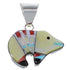 Multicolor Mother Of Pearl Sterling Silver Bear Slide Pendant RS40997