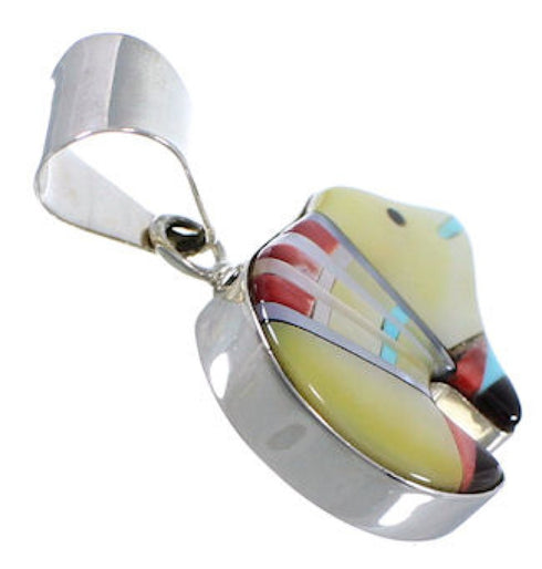 Multicolor Mother Of Pearl Sterling Silver Bear Slide Pendant RS40997