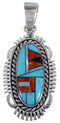 Genuine Sterling Silver And Turquoise Multicolor Inlay Pendant DS39498