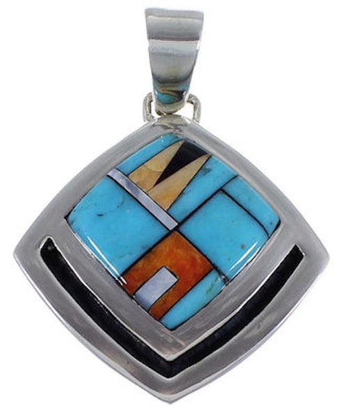 Multicolor Inlay Genuine Sterling Silver Pendant RS42810