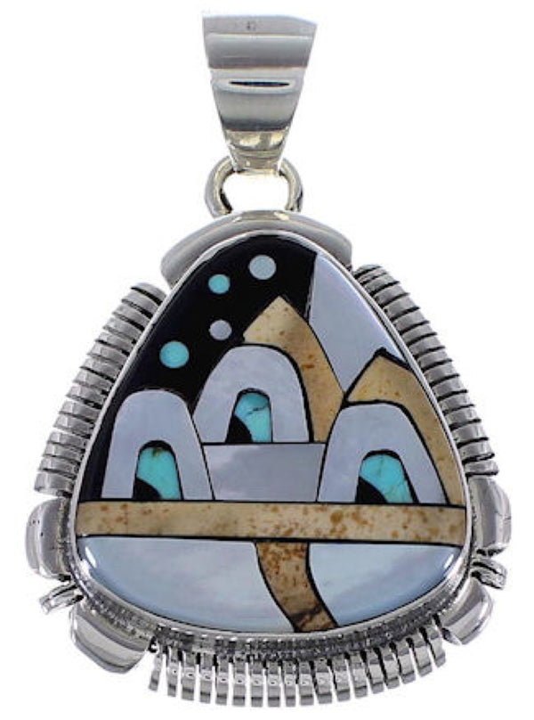 Multicolor Sterling Silver Native American Design Pendant HS40950