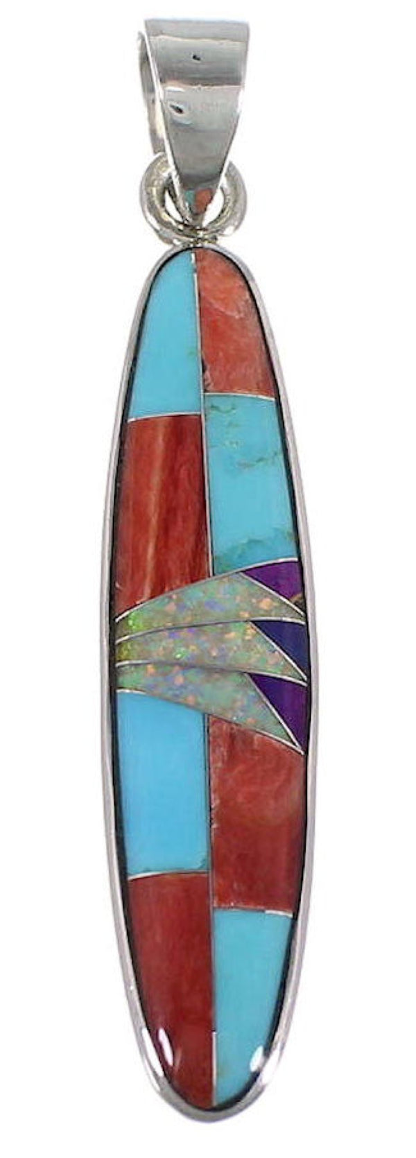 Turquoise Opal Multicolor Inlay Sterling Silver Pendant DS39449