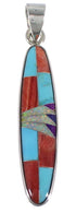 Turquoise Opal Multicolor Inlay Sterling Silver Pendant DS39449