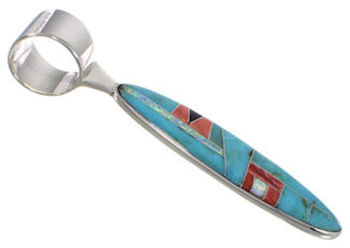 Turquoise And Multicolor Genuine Sterling Silver Pendant AS34366