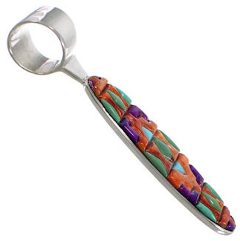Multicolor Inlay Genuine Sterling Silver Pendant DS41616