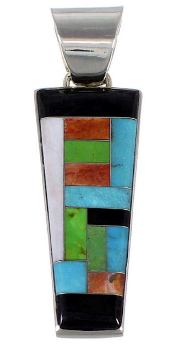Sterling Silver Multicolor Inlay Jewelry Pendant AS34492