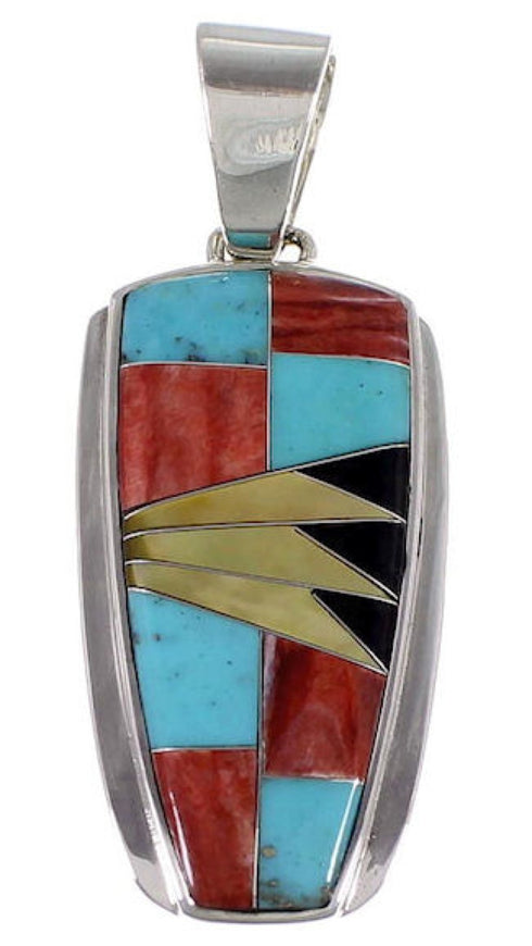 Sterling Silver And Multicolor Inlay Pendant Jewelry RS42907