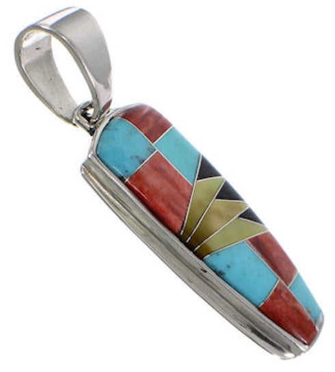 Sterling Silver And Multicolor Inlay Pendant Jewelry RS42907