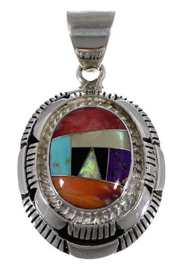 Sterling Silver Multicolor Inlay Jewelry Pendant AS34496