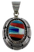 Genuine Sterling Silver And Multicolor Inlay Pendant AS34502