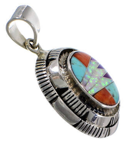 Silver Turquoise And Multicolor Jewelry Pendant AS34500