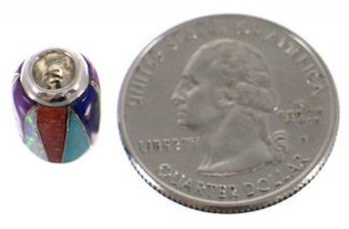 Multicolor Inlay Genuine Sterling Silver Bead Pendant AS32394