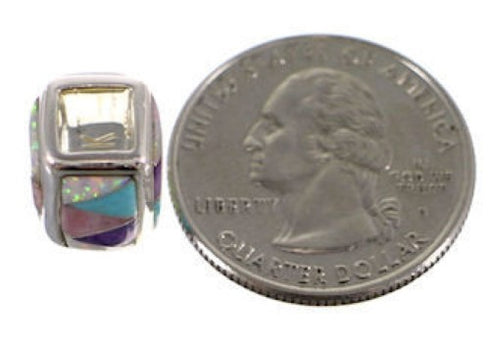 Turquoise And Multicolor Inlay Sterling Silver Bead Pendant AS32418