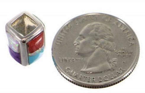 Multicolor Inlay Genuine Sterling Silver Bead Pendant AS32420