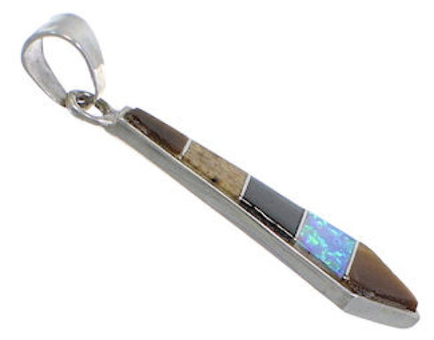 Multicolor Inlay Genuine Sterling Silver Slide Pendant Jewelry RS33383