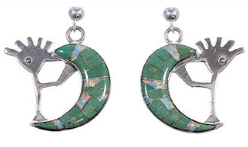 Turquoise Opal Whiterock Sterling Silver Kokopelli Earrings RS36105