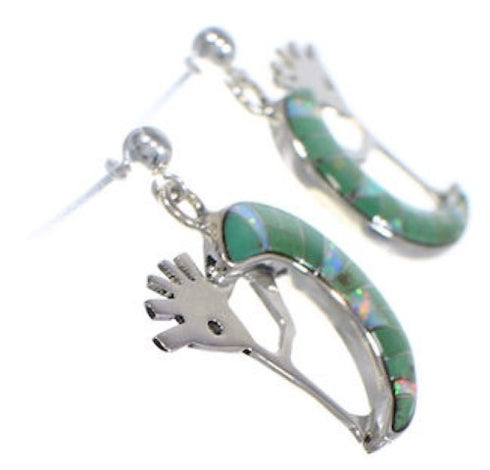Turquoise Opal Whiterock Sterling Silver Kokopelli Earrings RS36105