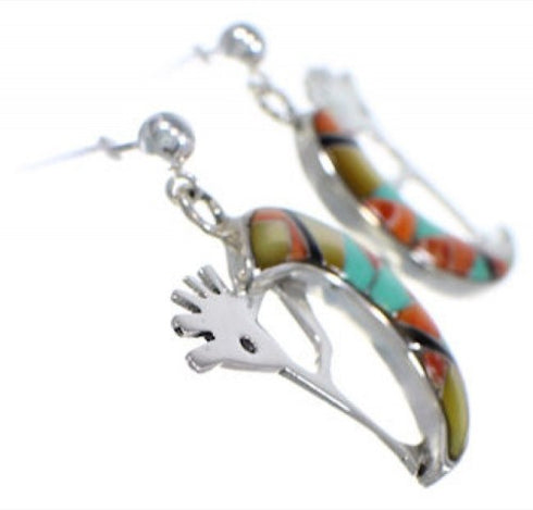 Oyster Shell Multicolor Whiterock Silver Kokopelli Earrings RS36107