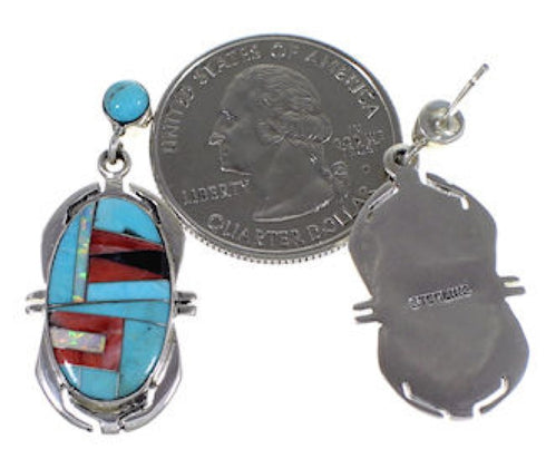 Turquoise Multicolor Sterling Silver Post Dangle Earrings NS33203