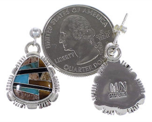 Sterling Silver Tiger Eye Multicolor Post Dangle Earrings RS42682