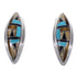 Turquoise Tiger Eye and Multicolor Inlay Silver Post Earrings RS32350