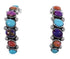 Turquoise Multicolor Sterling Silver Hoop Earrings Jewelry RS51934