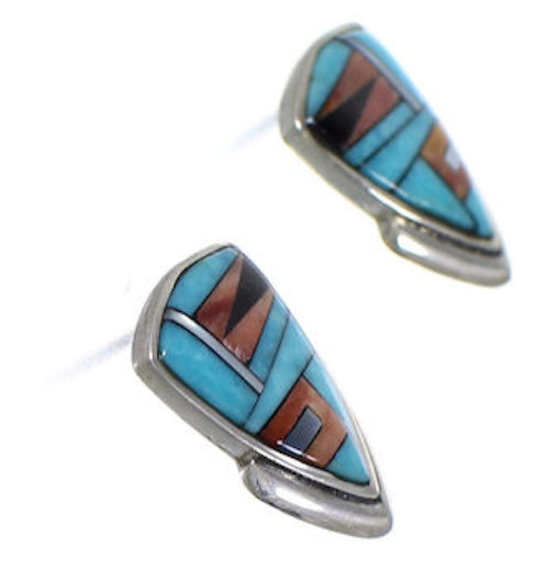 Sterling Silver Turquoise Multicolor Jewelry Post Earrings NS42535