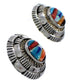 Turquoise And Multicolor Inlay Sterling Silver Post Earrings AS34563