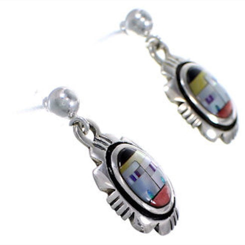 Sterling Silver Native American Design Multicolor Earrings RS41071