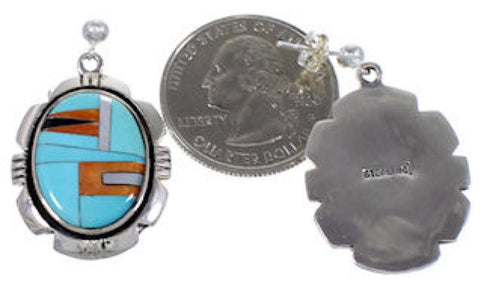 Multicolor Inlay Jewelry Genuine Sterling Silver Post Earrings RS42731