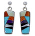 Silver Turquoise Multicolor Inlay Post Dangle Earrings RS42674