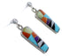 Silver Turquoise Multicolor Inlay Post Dangle Earrings RS42674
