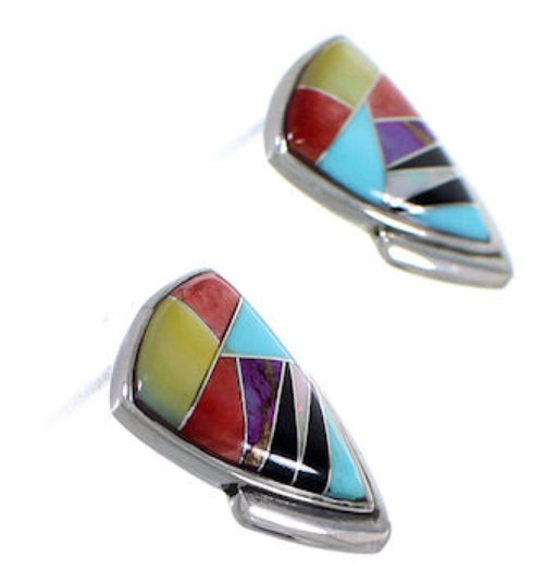 Sterling Silver Turquoise Multicolor Jewelry Post Earrings RS39841