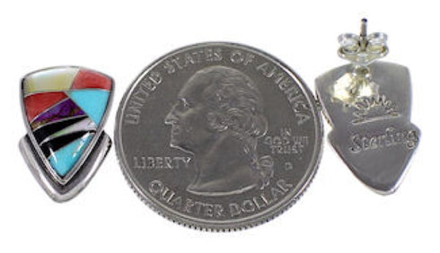 Sterling Silver Turquoise Multicolor Jewelry Post Earrings RS39841