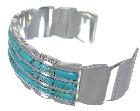 Silver And Turquoise Inlay Cuff Bracelet TX39606