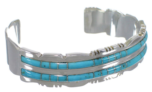 Southwestern Silver And Turquoise Inlay Bracelet TX39647