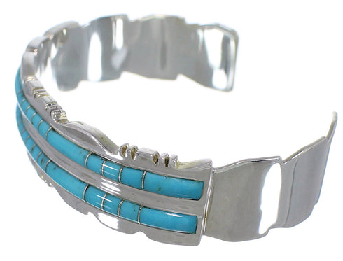 Southwestern Silver And Turquoise Inlay Bracelet TX39647
