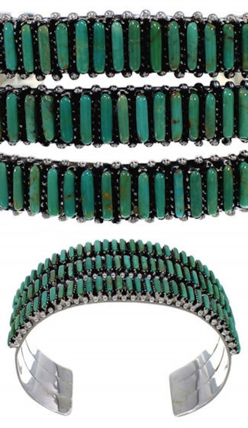 Turquoise Sterling Silver Needlepoint Jewelry Bracelet VX37392