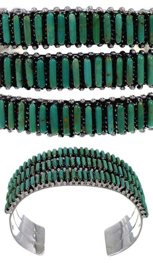 Sterling Silver Turquoise Needlepoint Jewelry Bracelet VX37391