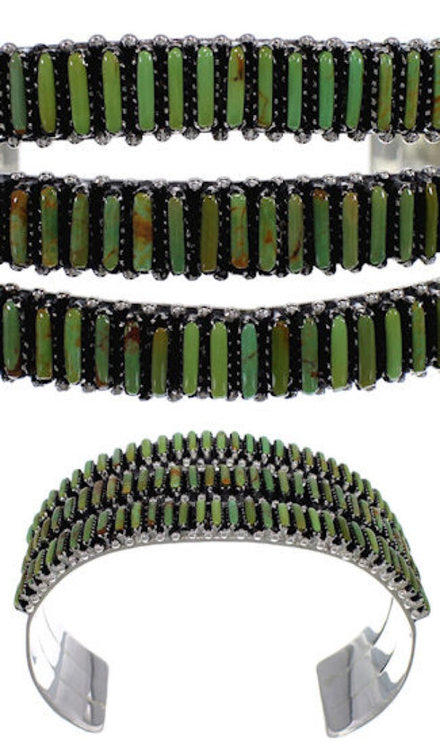 Genuine Sterling Silver Turquoise Needlepoint Bracelet VX37399